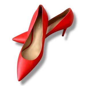 Via Spiga Nikole Hot Orange Leather Pumps Women’s Size 7.5